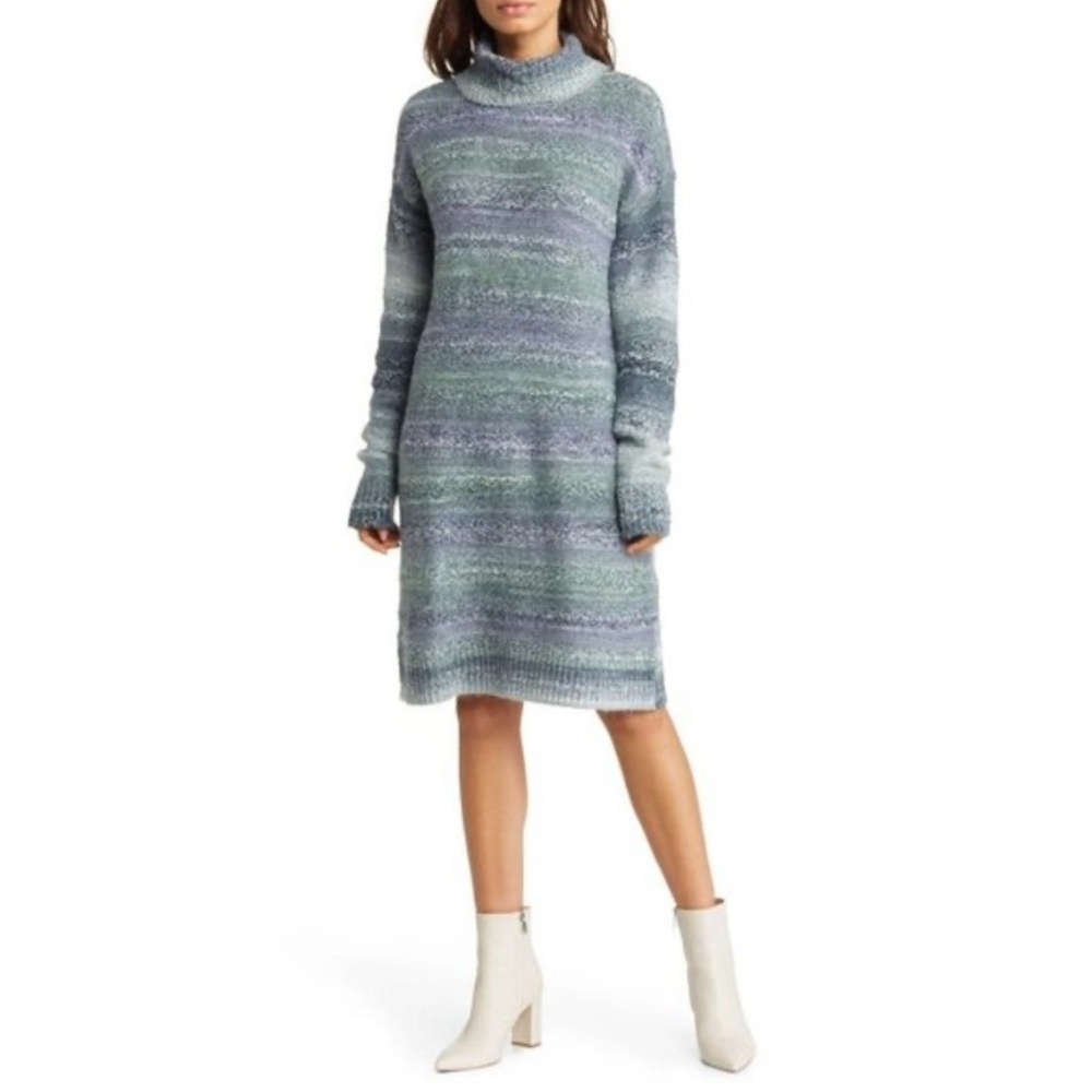 Caslon Blue and Gray Knit Sweater dress
